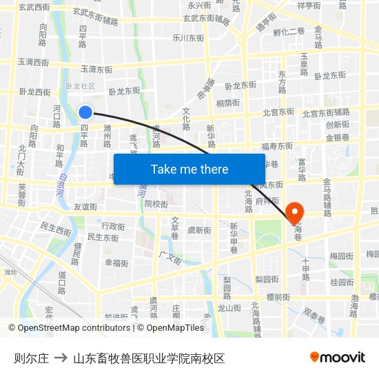 则尔庄 to 山东畜牧兽医职业学院南校区 map