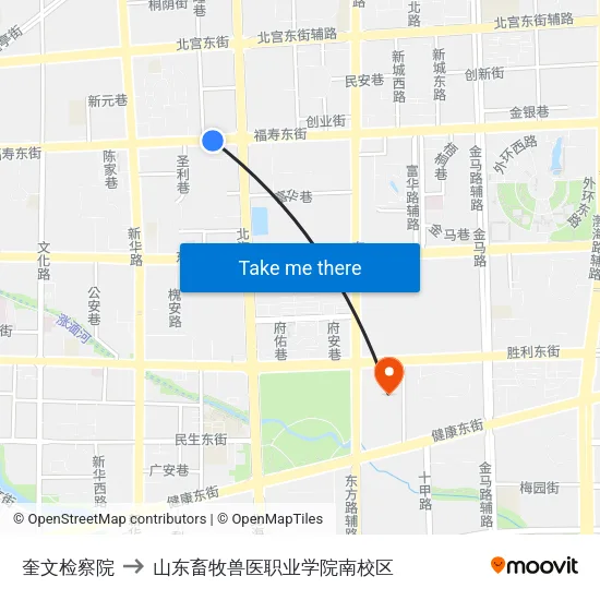 奎文检察院 to 山东畜牧兽医职业学院南校区 map
