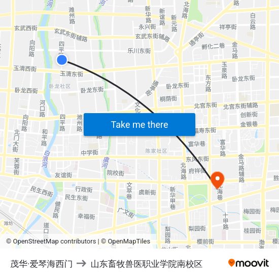 茂华·爱琴海西门 to 山东畜牧兽医职业学院南校区 map