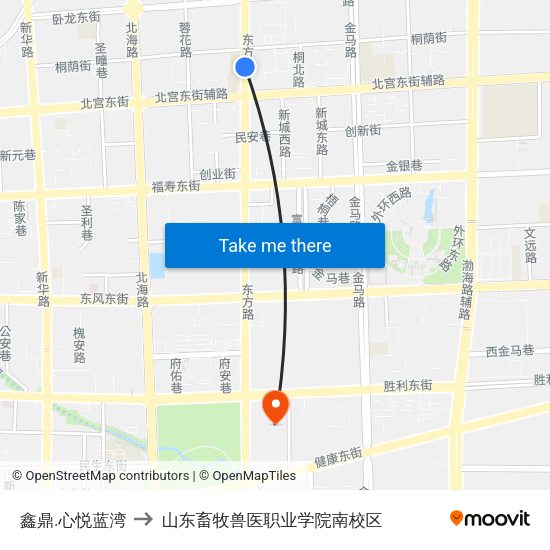 鑫鼎.心悦蓝湾 to 山东畜牧兽医职业学院南校区 map