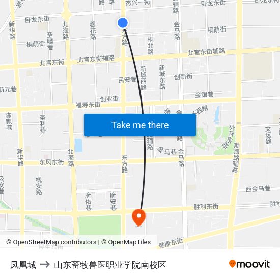 凤凰城 to 山东畜牧兽医职业学院南校区 map