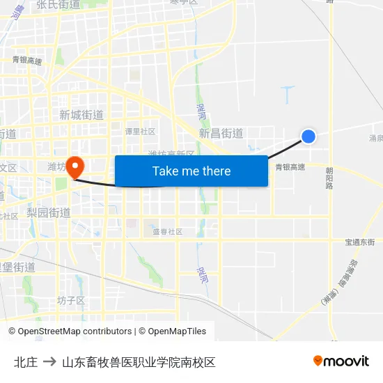 北庄 to 山东畜牧兽医职业学院南校区 map