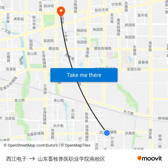 西江电子 to 山东畜牧兽医职业学院南校区 map