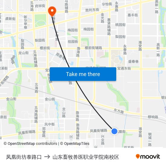 凤凰街坊泰路口 to 山东畜牧兽医职业学院南校区 map