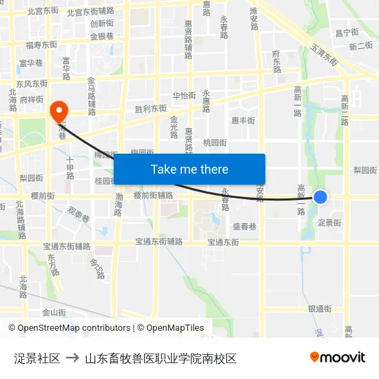 浞景社区 to 山东畜牧兽医职业学院南校区 map