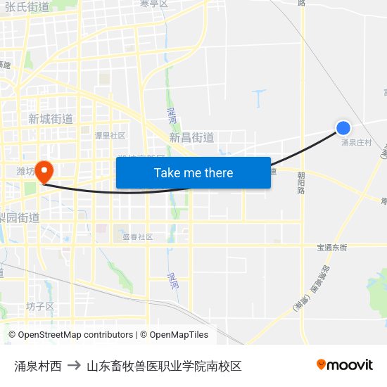 涌泉村西 to 山东畜牧兽医职业学院南校区 map
