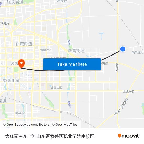 大庄家村东 to 山东畜牧兽医职业学院南校区 map