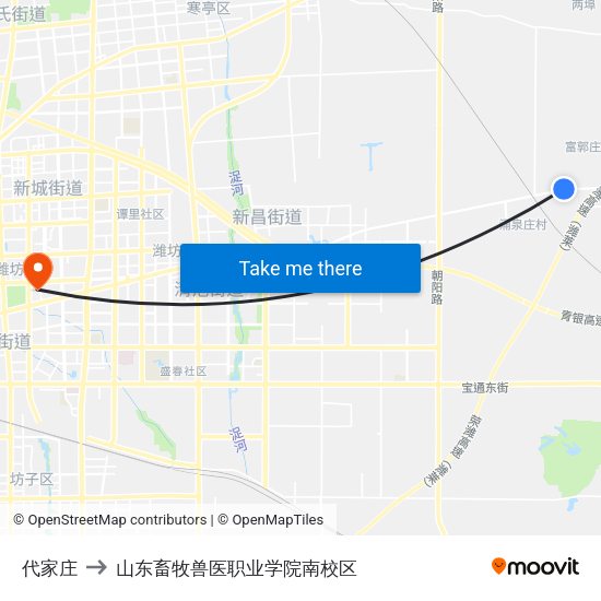 代家庄 to 山东畜牧兽医职业学院南校区 map