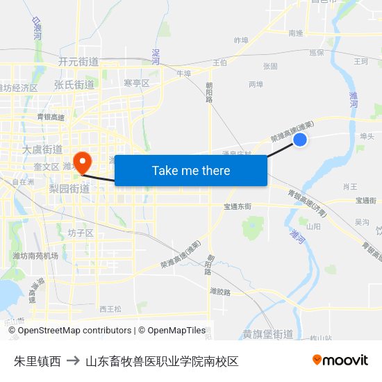 朱里镇西 to 山东畜牧兽医职业学院南校区 map