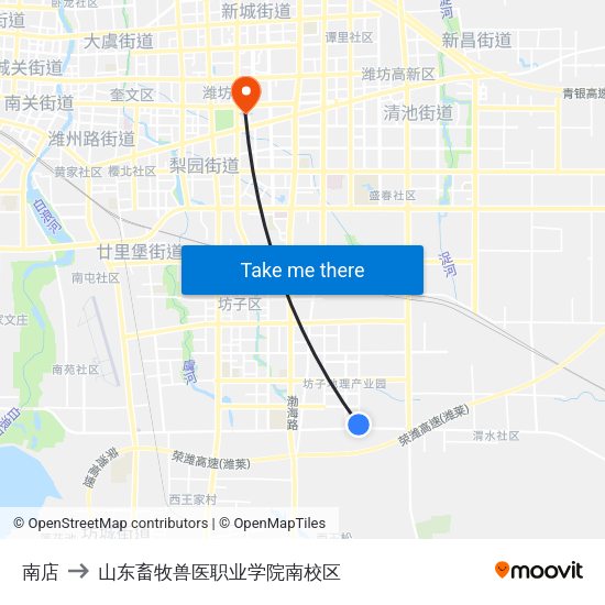 南店 to 山东畜牧兽医职业学院南校区 map