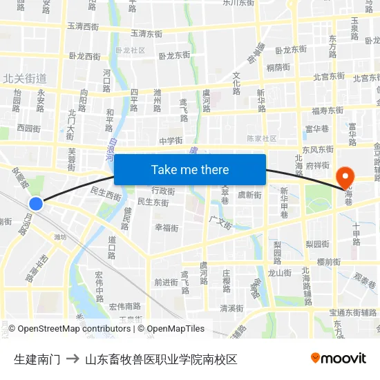 生建南门 to 山东畜牧兽医职业学院南校区 map