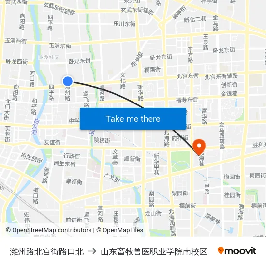 潍州路北宫街路口北 to 山东畜牧兽医职业学院南校区 map