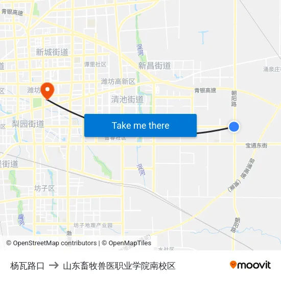 杨瓦路口 to 山东畜牧兽医职业学院南校区 map