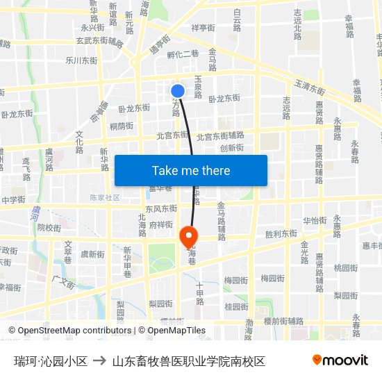 瑞珂·沁园小区 to 山东畜牧兽医职业学院南校区 map
