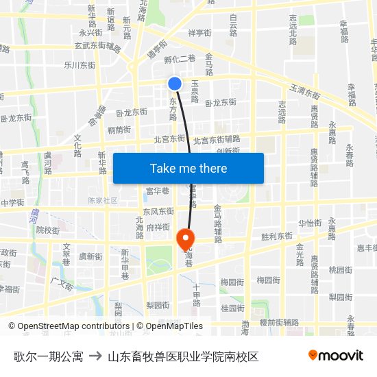 歌尔一期公寓 to 山东畜牧兽医职业学院南校区 map