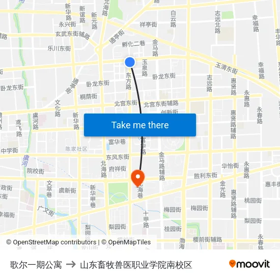 歌尔一期公寓 to 山东畜牧兽医职业学院南校区 map