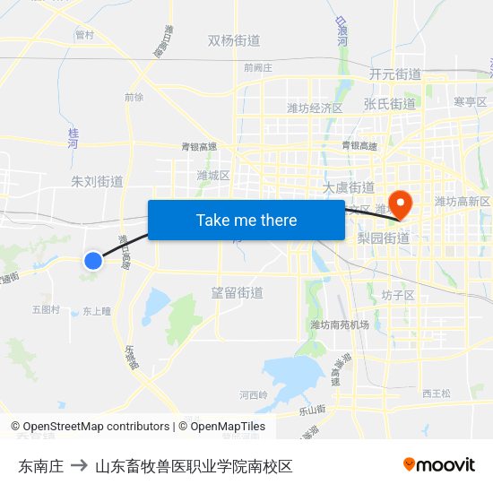 东南庄 to 山东畜牧兽医职业学院南校区 map