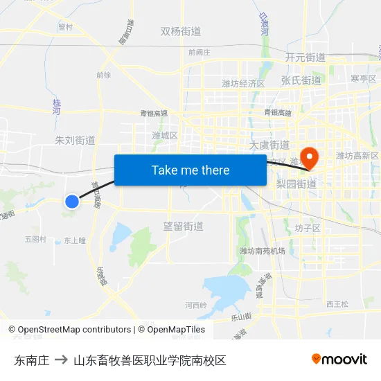 东南庄 to 山东畜牧兽医职业学院南校区 map