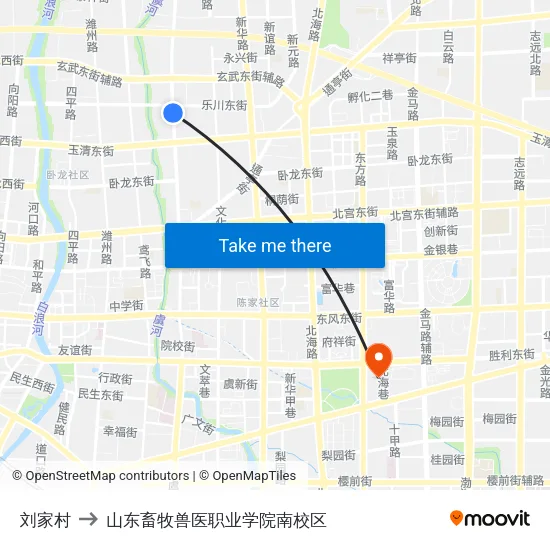 刘家村 to 山东畜牧兽医职业学院南校区 map