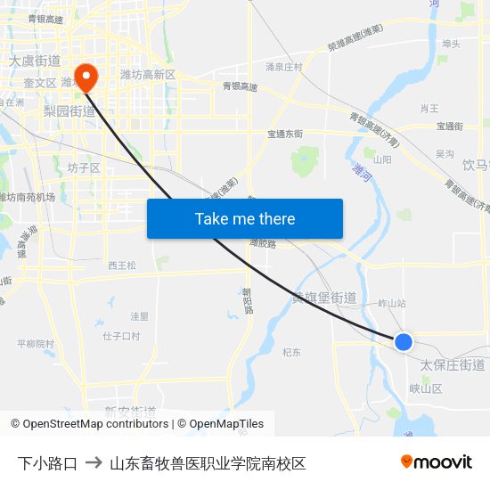 下小路口 to 山东畜牧兽医职业学院南校区 map