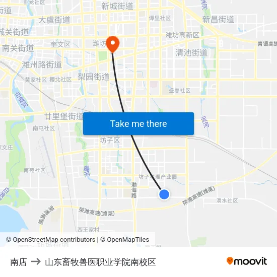 南店 to 山东畜牧兽医职业学院南校区 map