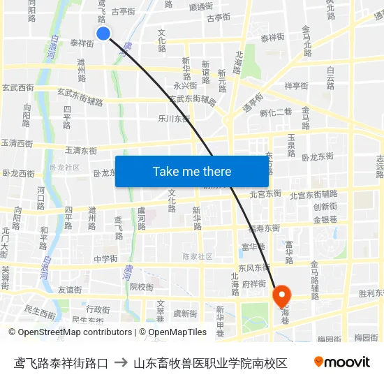 鸢飞路泰祥街路口 to 山东畜牧兽医职业学院南校区 map