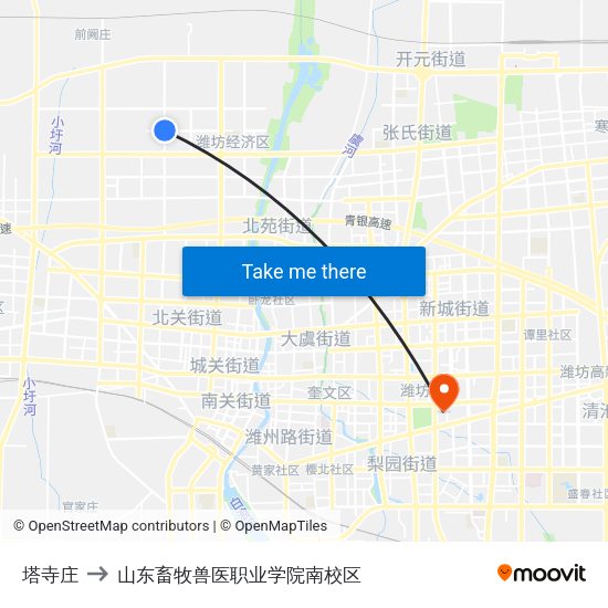 塔寺庄 to 山东畜牧兽医职业学院南校区 map