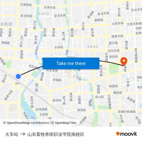 火车站 to 山东畜牧兽医职业学院南校区 map