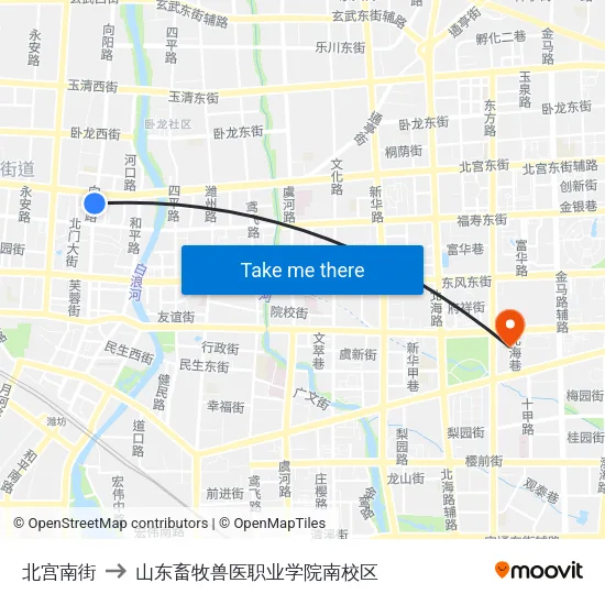 北宫南街 to 山东畜牧兽医职业学院南校区 map