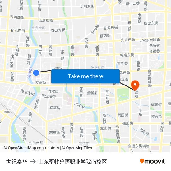世纪泰华 to 山东畜牧兽医职业学院南校区 map