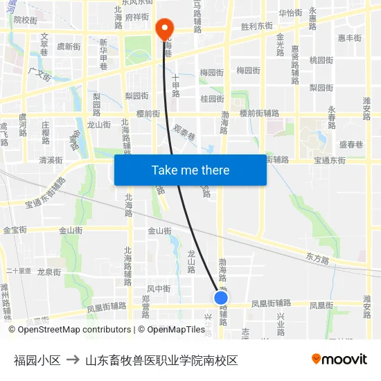 福园小区 to 山东畜牧兽医职业学院南校区 map