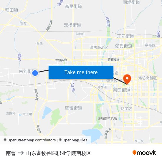 南曹 to 山东畜牧兽医职业学院南校区 map