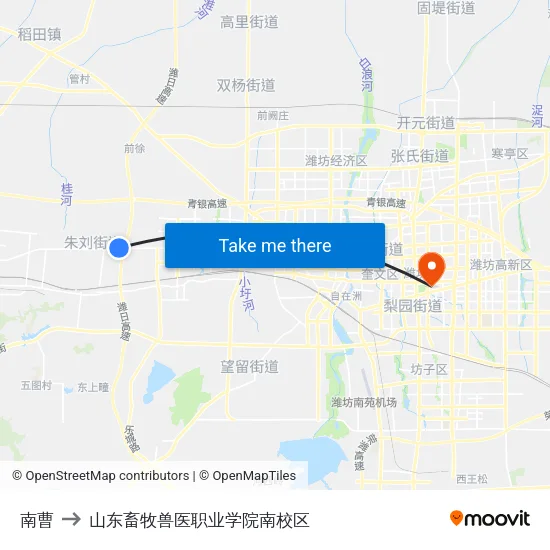 南曹 to 山东畜牧兽医职业学院南校区 map