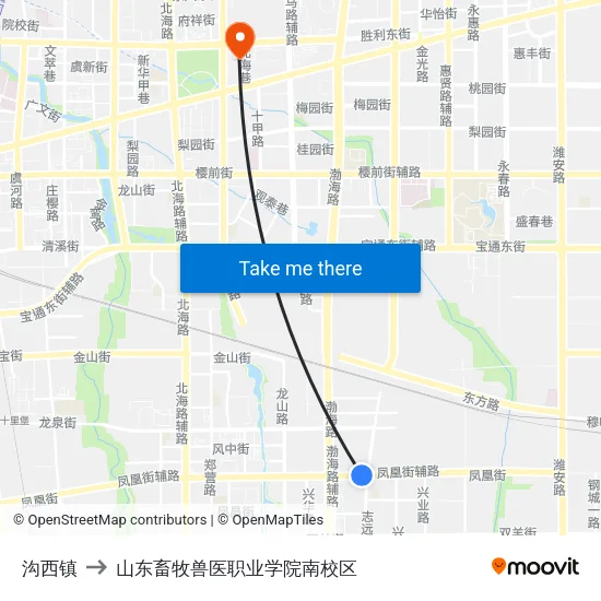 沟西镇 to 山东畜牧兽医职业学院南校区 map