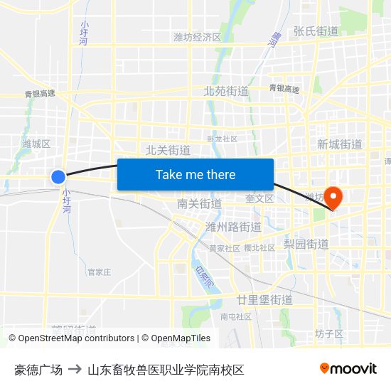 豪德广场 to 山东畜牧兽医职业学院南校区 map