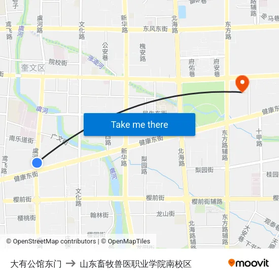 大有公馆东门 to 山东畜牧兽医职业学院南校区 map