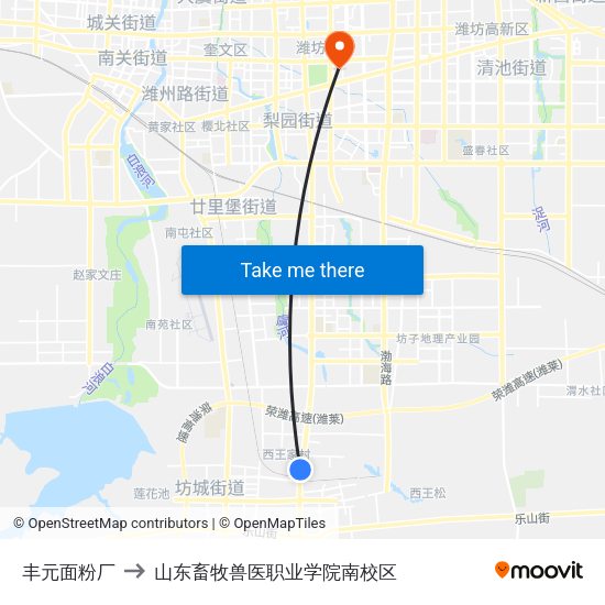 丰元面粉厂 to 山东畜牧兽医职业学院南校区 map