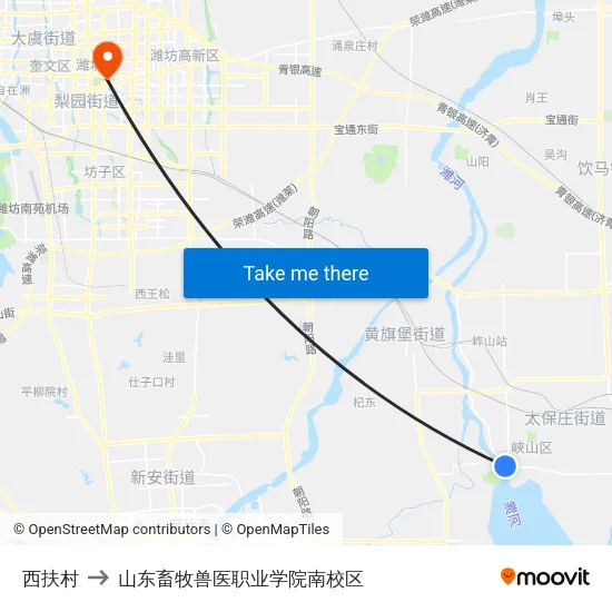 西扶村 to 山东畜牧兽医职业学院南校区 map