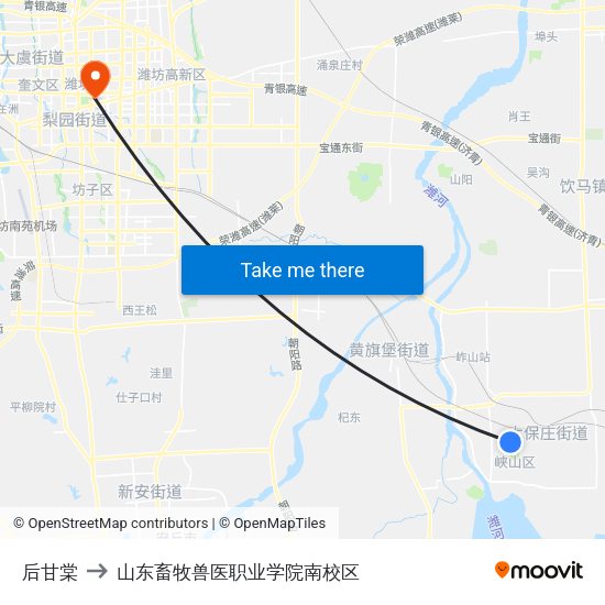 后甘棠 to 山东畜牧兽医职业学院南校区 map