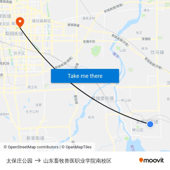 太保庄公园 to 山东畜牧兽医职业学院南校区 map