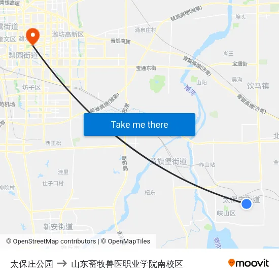 太保庄公园 to 山东畜牧兽医职业学院南校区 map