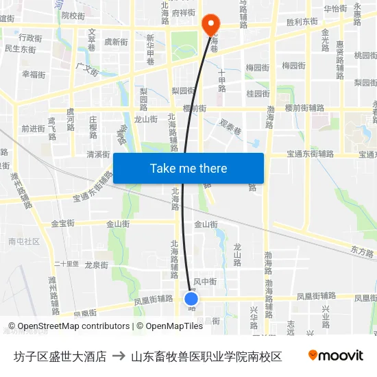坊子区盛世大酒店 to 山东畜牧兽医职业学院南校区 map