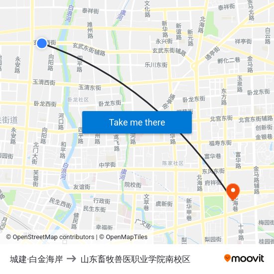城建·白金海岸 to 山东畜牧兽医职业学院南校区 map