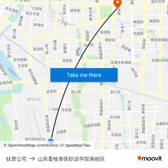 钛普公司 to 山东畜牧兽医职业学院南校区 map