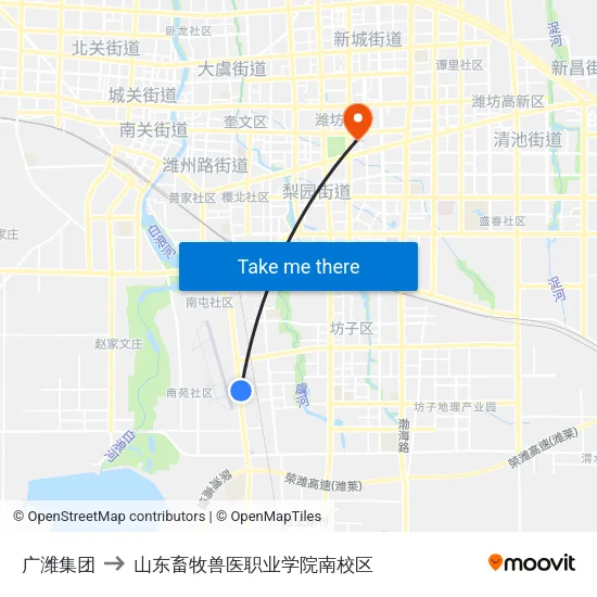 广潍集团 to 山东畜牧兽医职业学院南校区 map