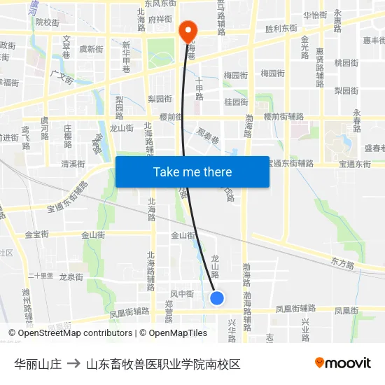 华丽山庄 to 山东畜牧兽医职业学院南校区 map