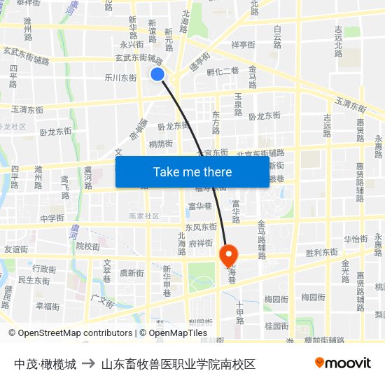 中茂·橄榄城 to 山东畜牧兽医职业学院南校区 map