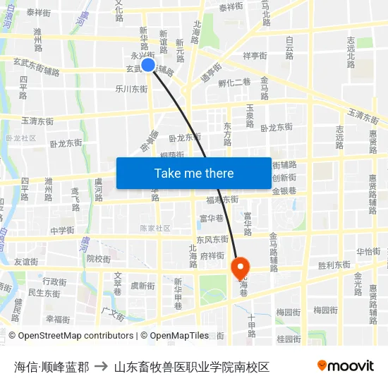 海信·顺峰蓝郡 to 山东畜牧兽医职业学院南校区 map
