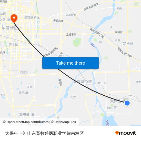 太保屯 to 山东畜牧兽医职业学院南校区 map