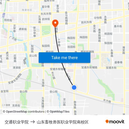 交通职业学院 to 山东畜牧兽医职业学院南校区 map